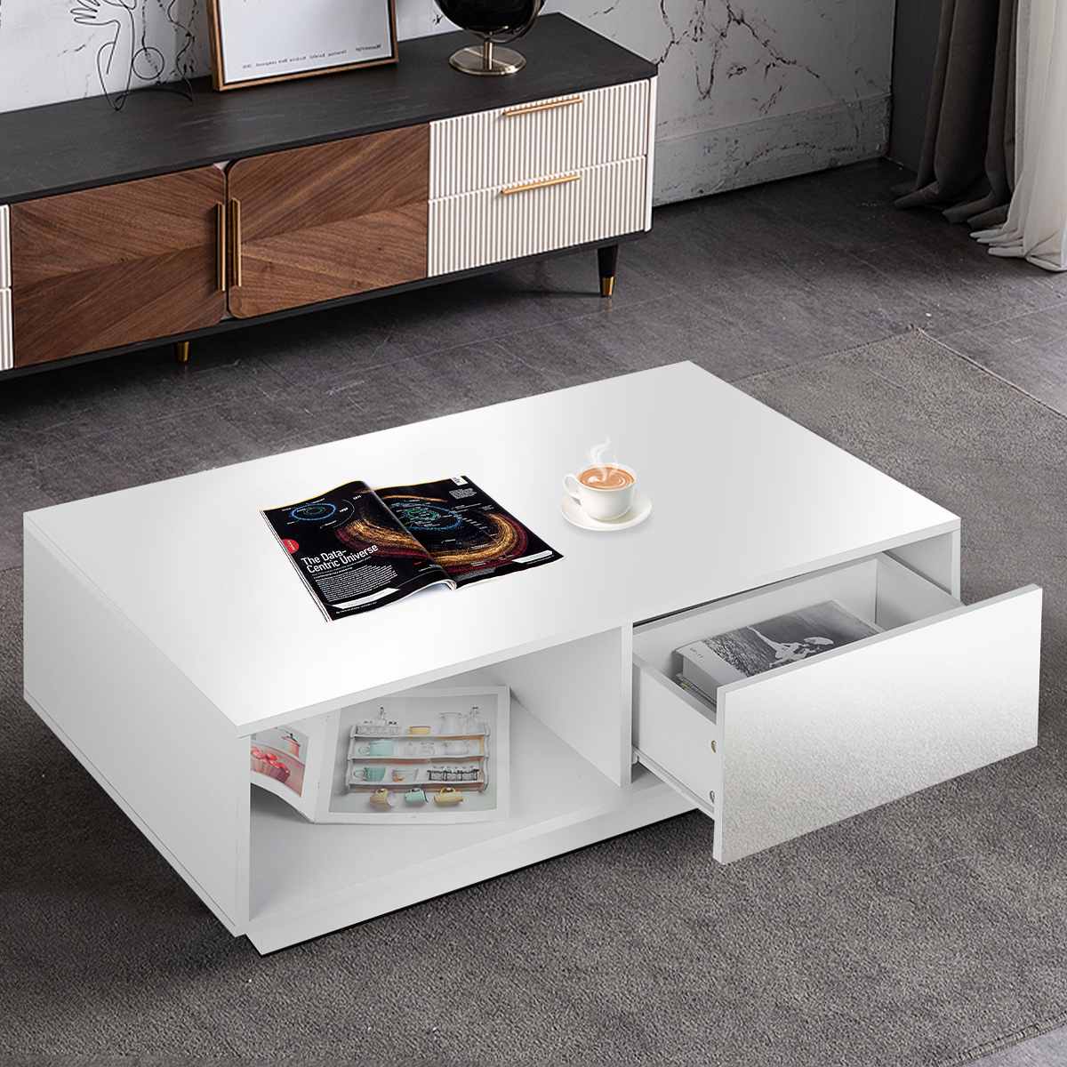 High Gloss Coffee Table with LED under lights