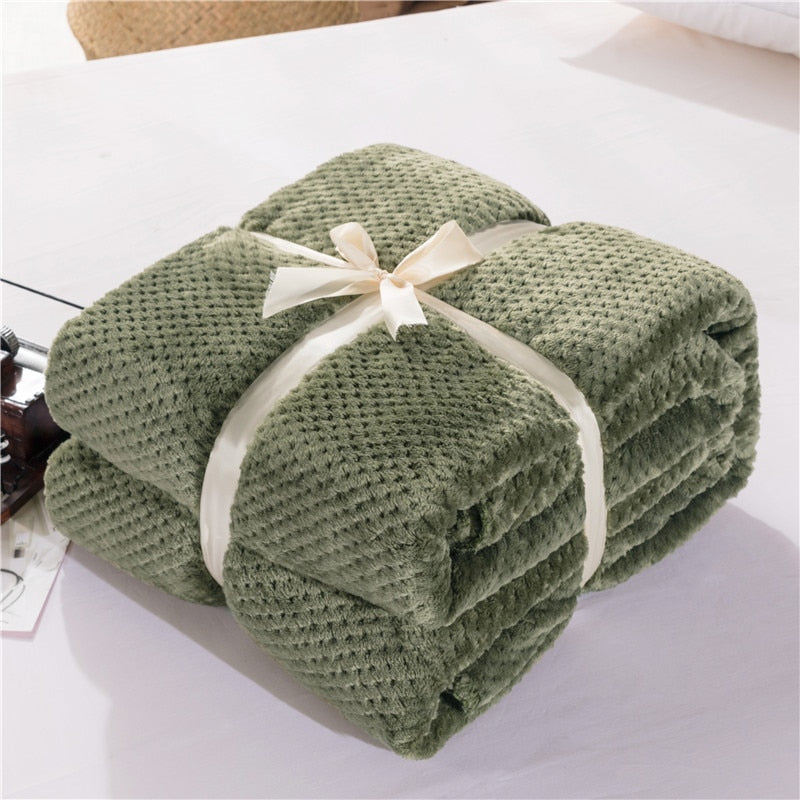 Soft Fluffy Warm Plaid Winter Bed Blankets