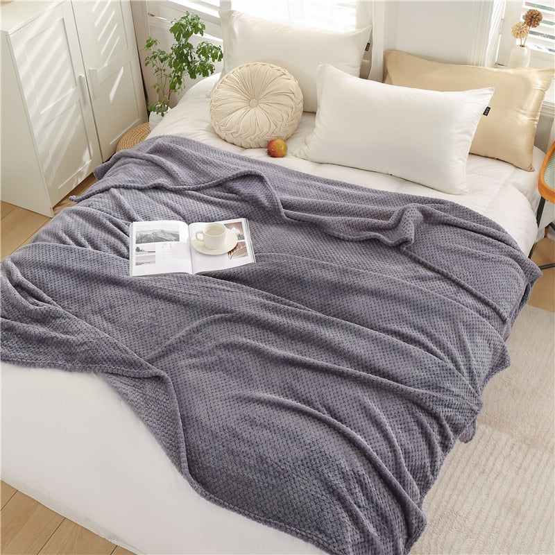 Soft Fluffy Warm Plaid Winter Bed Blankets