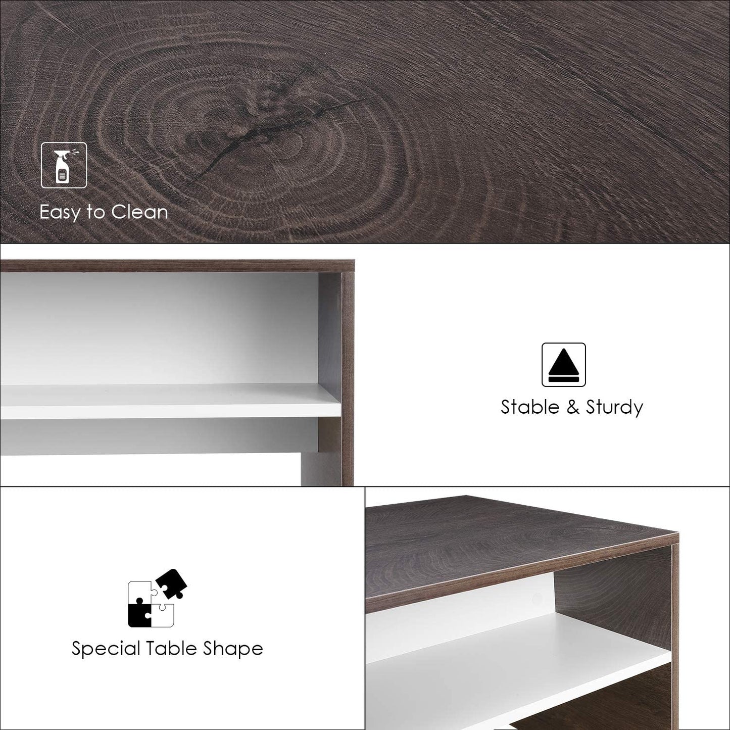 HOMFA 2 Tier Coffee Table and End Side Table