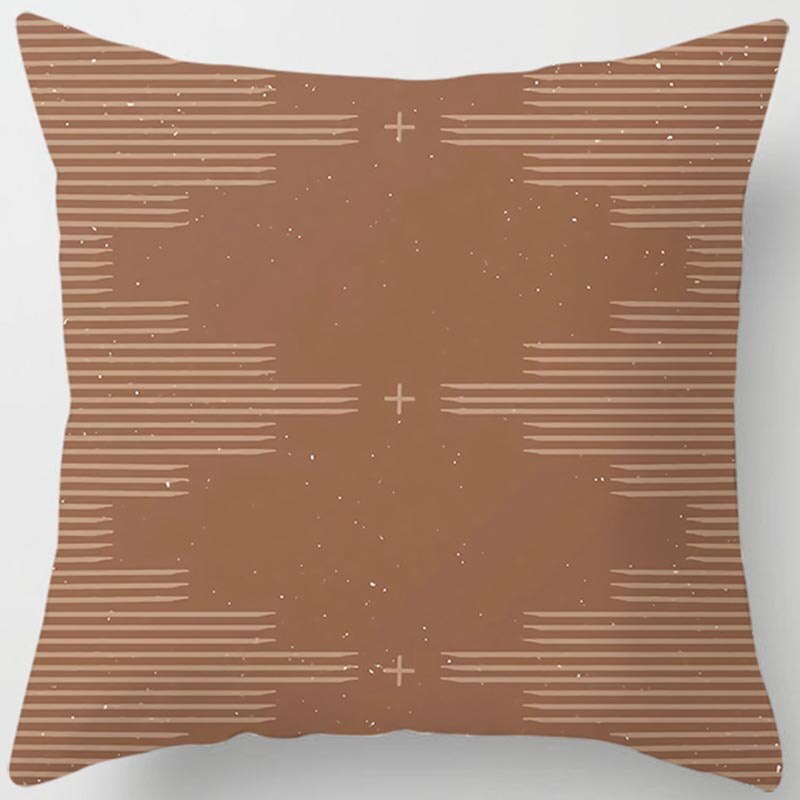 Brown Geometric Square Pillowcase Cover