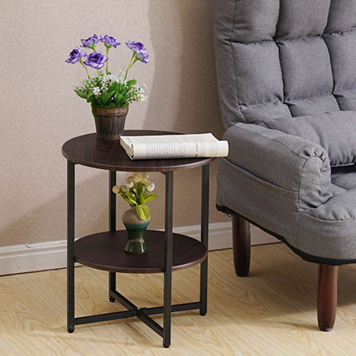 Nordic Simple Wood Double-Layer Small Tea Table