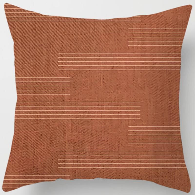 Brown Geometric Square Pillowcase Cover