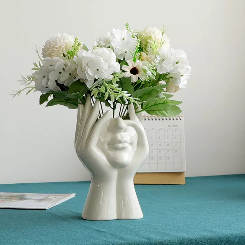 Ceramic Human Face Flower Vase