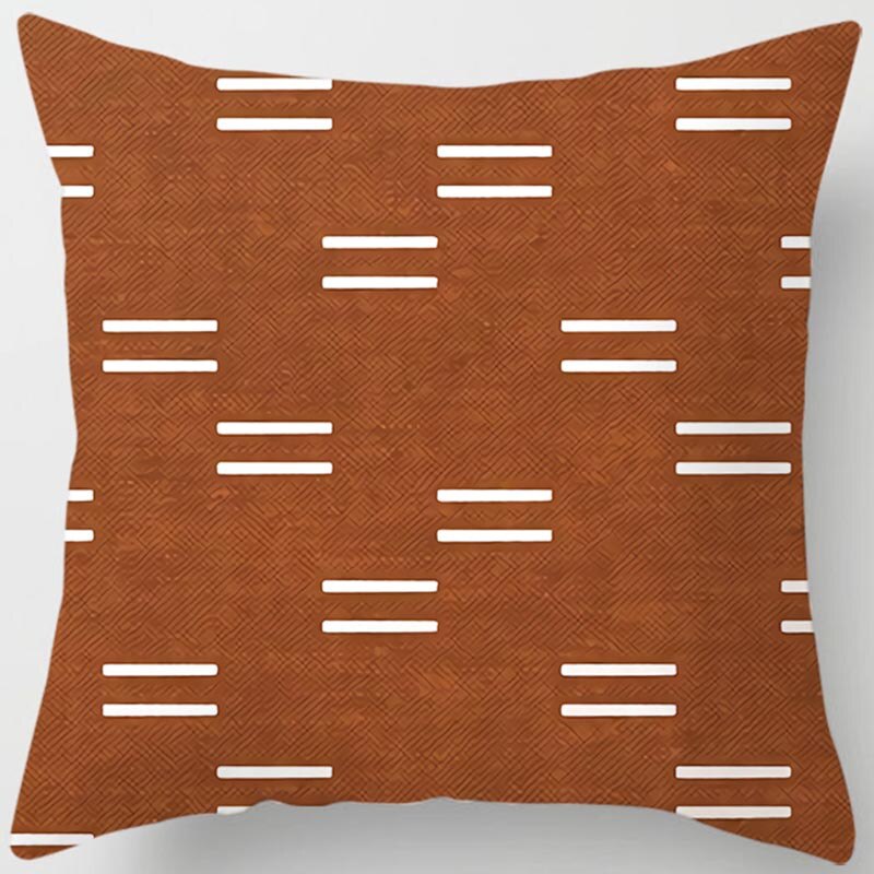 Brown Geometric Square Pillowcase Cover