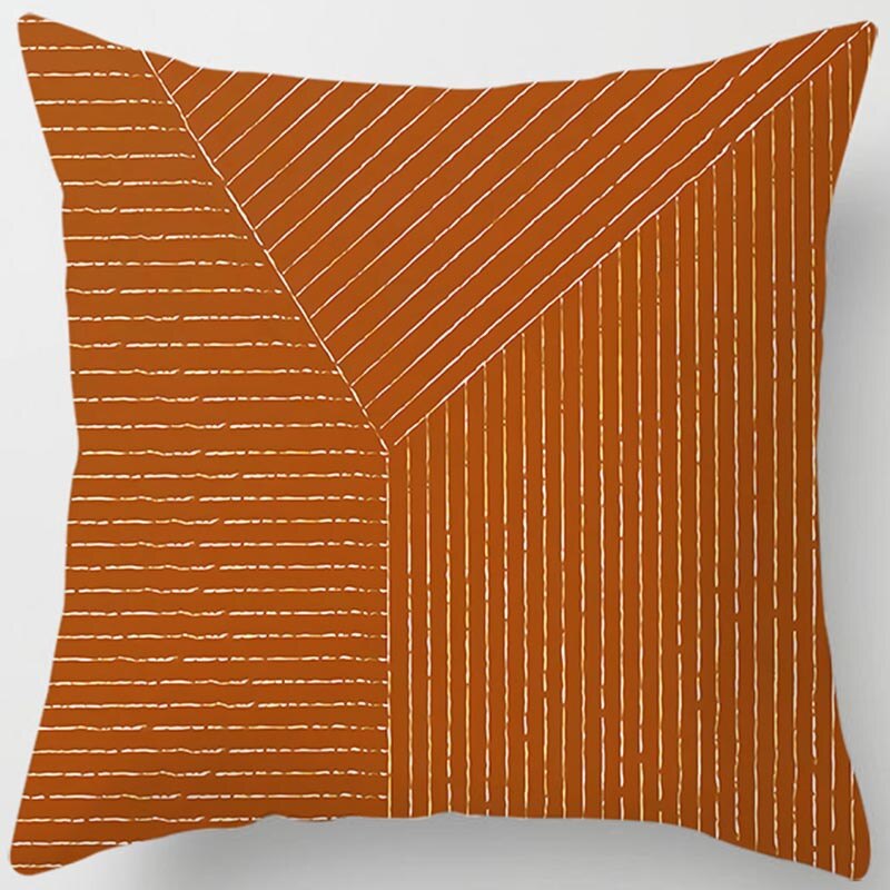 Brown Geometric Square Pillowcase Cover