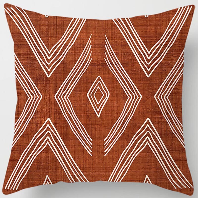 Brown Geometric Square Pillowcase Cover