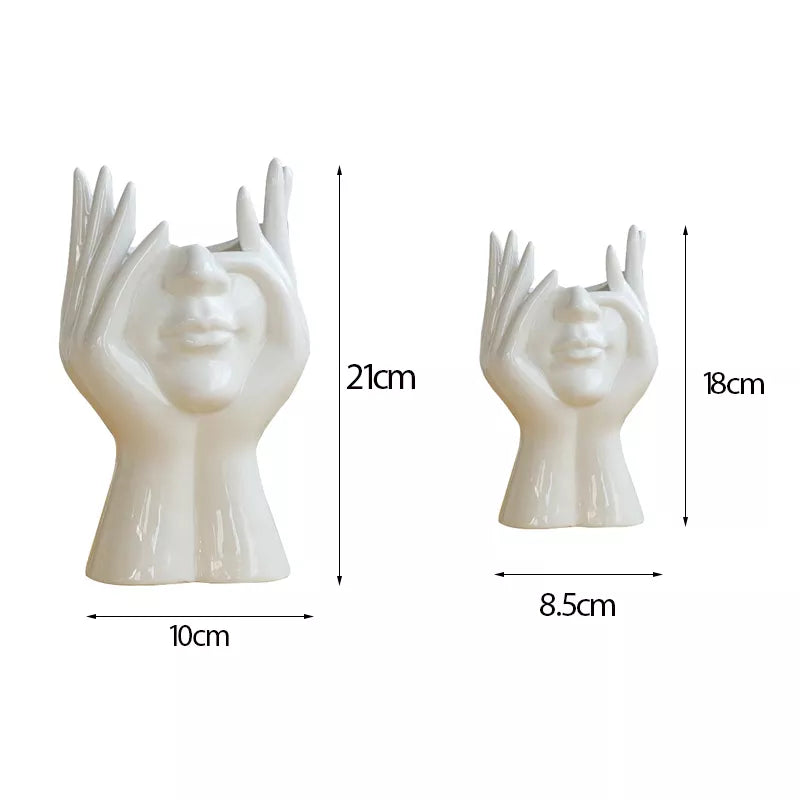 Ceramic Human Face Flower Vase