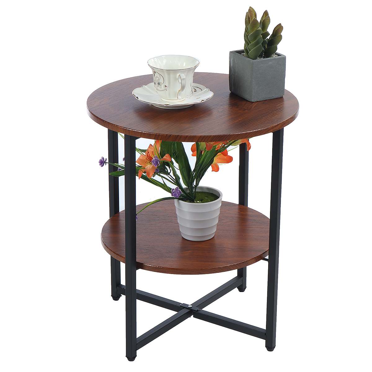 Nordic Simple Wood Double-Layer Small Tea Table