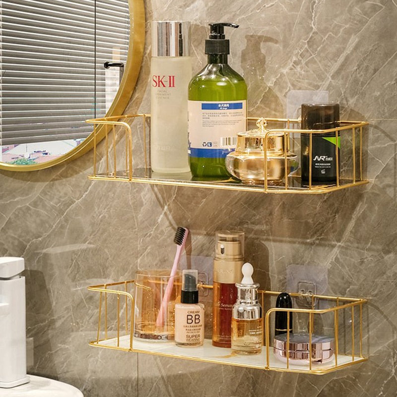 Gold Bathroom Storage & Rack Organizer