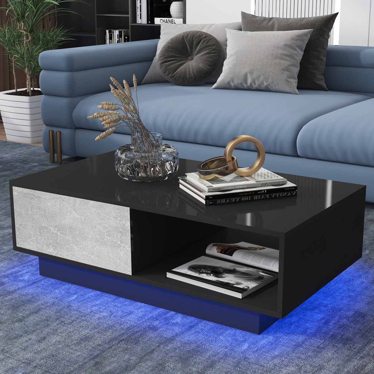 High Gloss Coffee Table with LED under lights