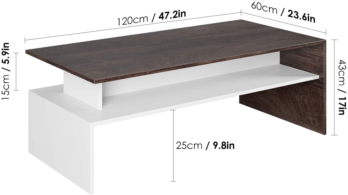 HOMFA 2 Tier Coffee Table and End Side Table