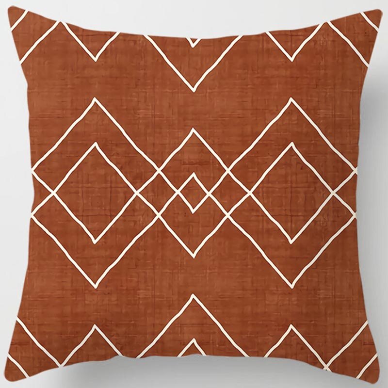 Brown Geometric Square Pillowcase Cover