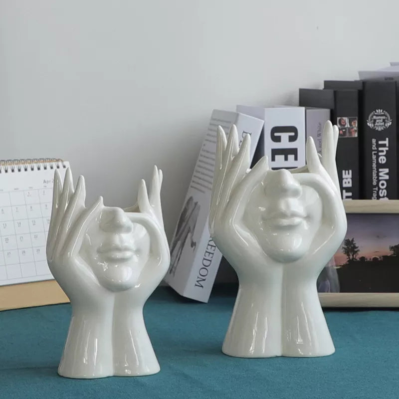 Ceramic Human Face Flower Vase